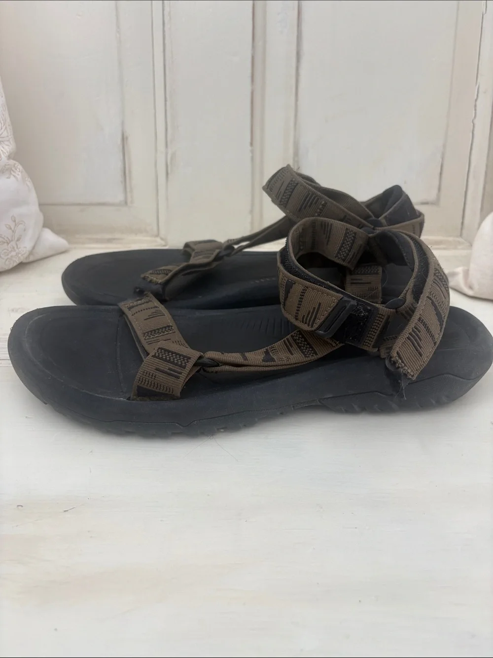 Teva Men's Brown and Black Adjustable Strap Sandals